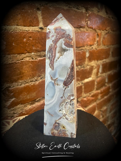 Mexican Crazy Lace Agate Tower #1 - Stellar Earth Crystals