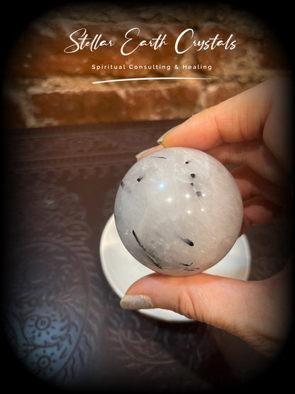 Tourmalinated Quartz Sphere Crystal Ball Healing Energy #2 - Stellar Earth Crystals