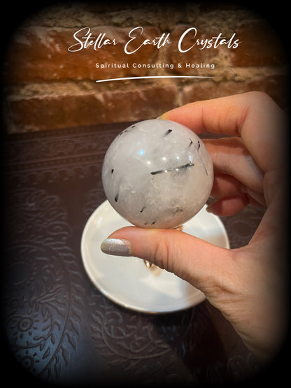 Tourmalinated Quartz Sphere Crystal Ball Healing Energy #2 - Stellar Earth Crystals